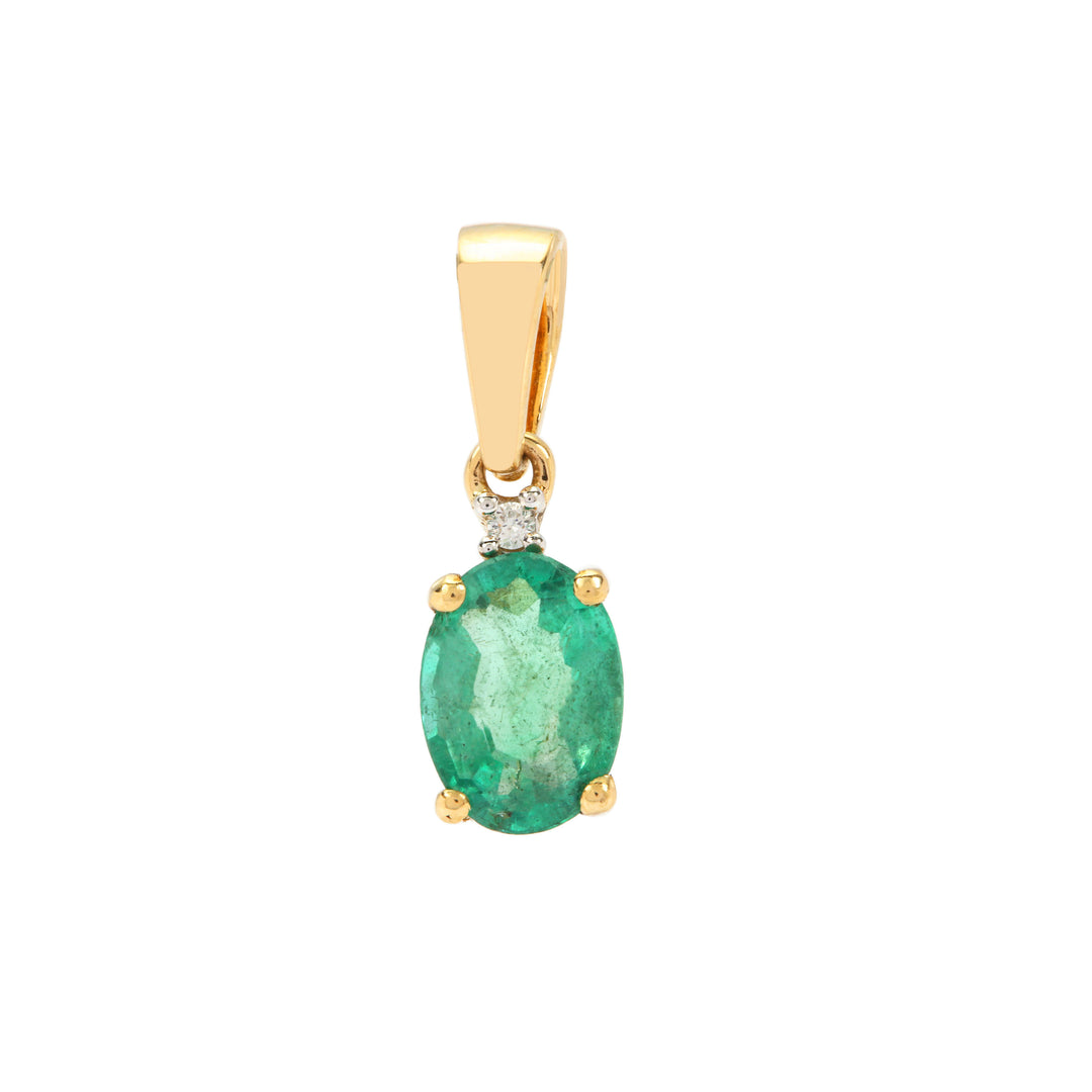 Emerald and Diamond Pendant in 14KY Gold(MHNK83)