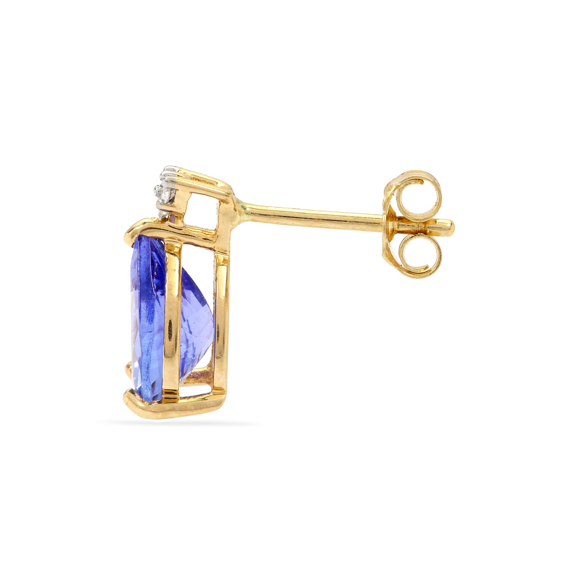 Tanzanite and Diamond Earring Studs in 14k Gold (MINK21T)