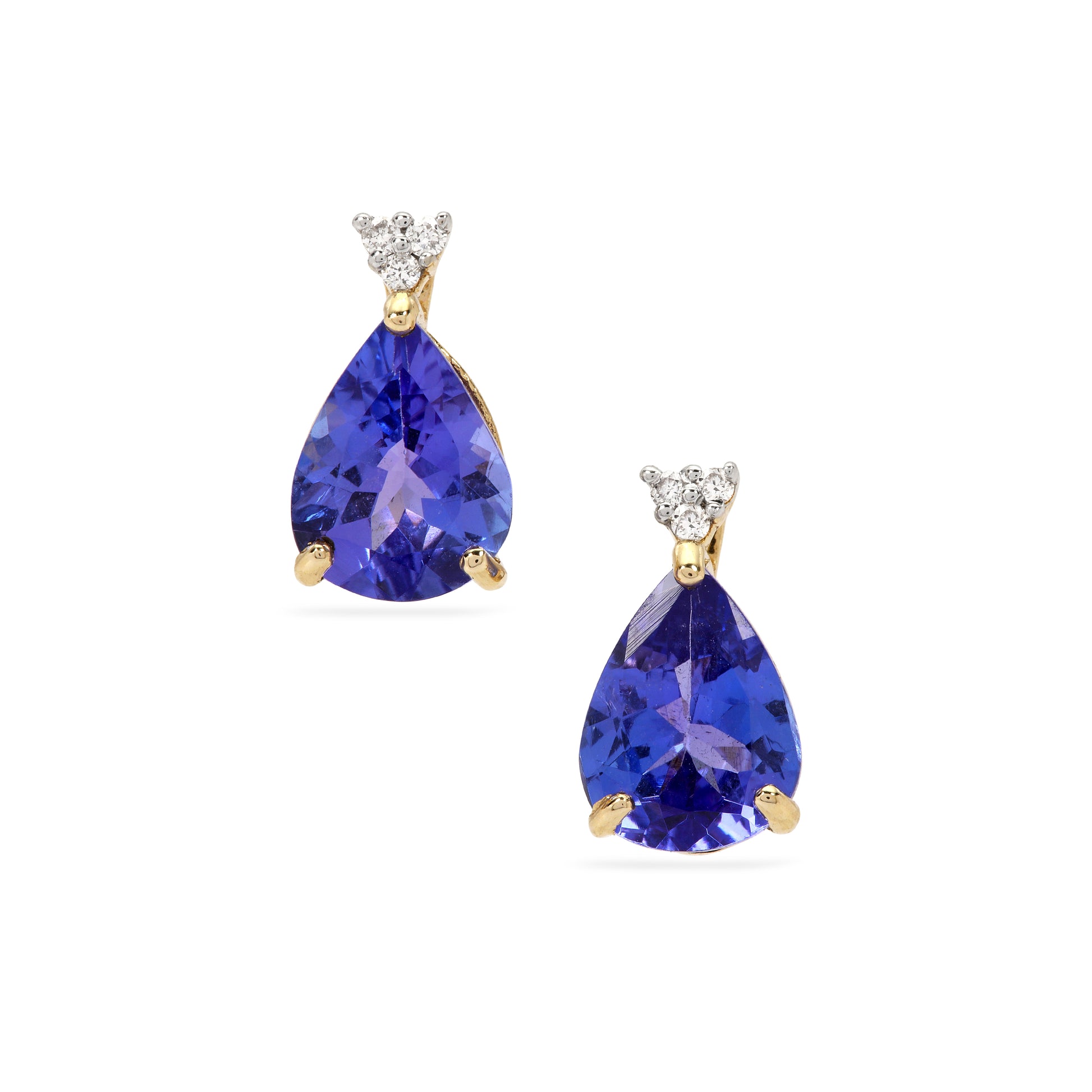 Tanzanite and Diamond Earring Studs in 14k Gold (MINK21T)