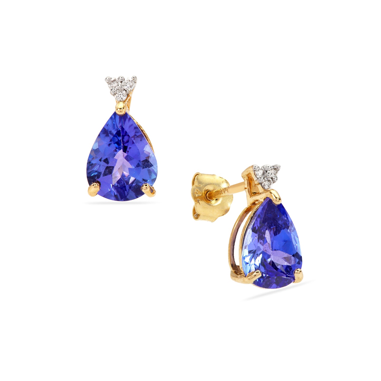 Tanzanite and Diamond Earring Studs in 14k Gold (MINK21T)