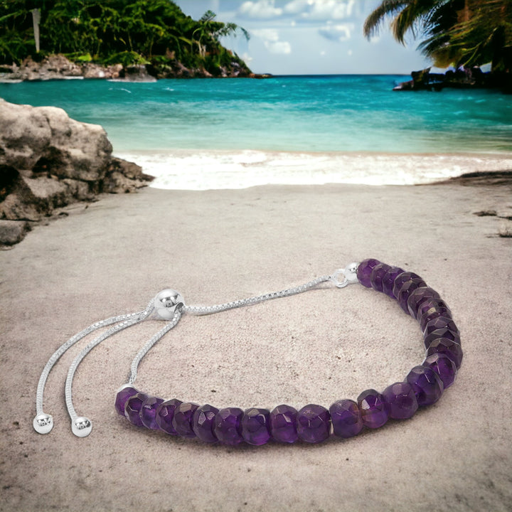 FEBRUARY Birthstone Amethyst Bracelet in Sterling Silver(MNER71)