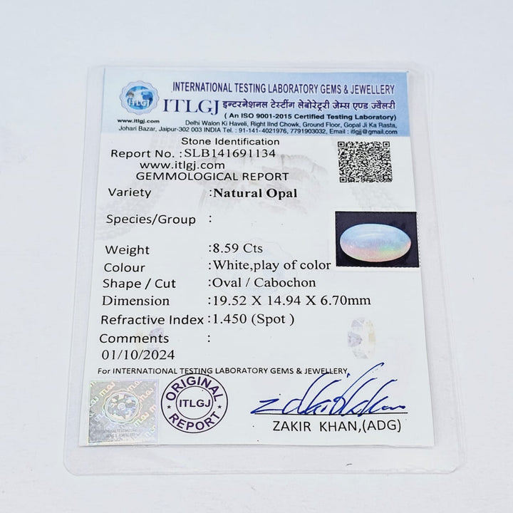 Certified Ethiopian Opal 8.60 Cts (9.46 Ratti) MWVX39