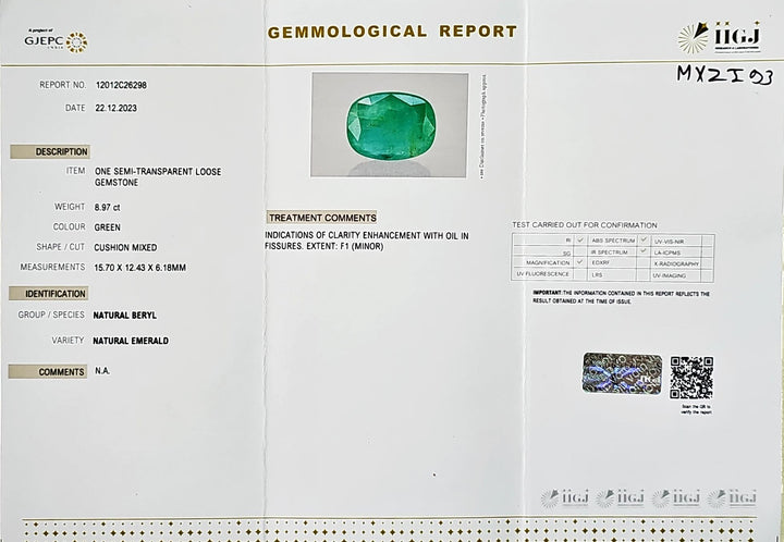 Zambian Emerald (Panna) 8.95 Carats (9.85 Ratti) Zambia