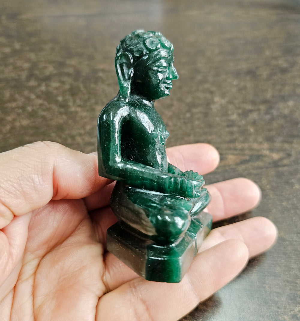 Bhagwan Mahavir Idol in Green Aventurine