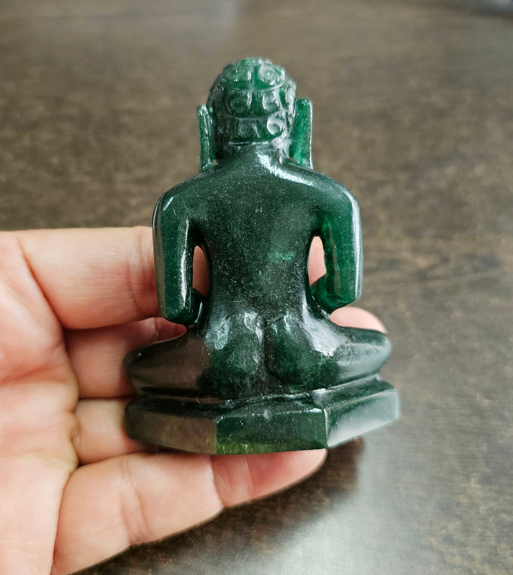 Bhagwan Mahavir Idol in Green Aventurine