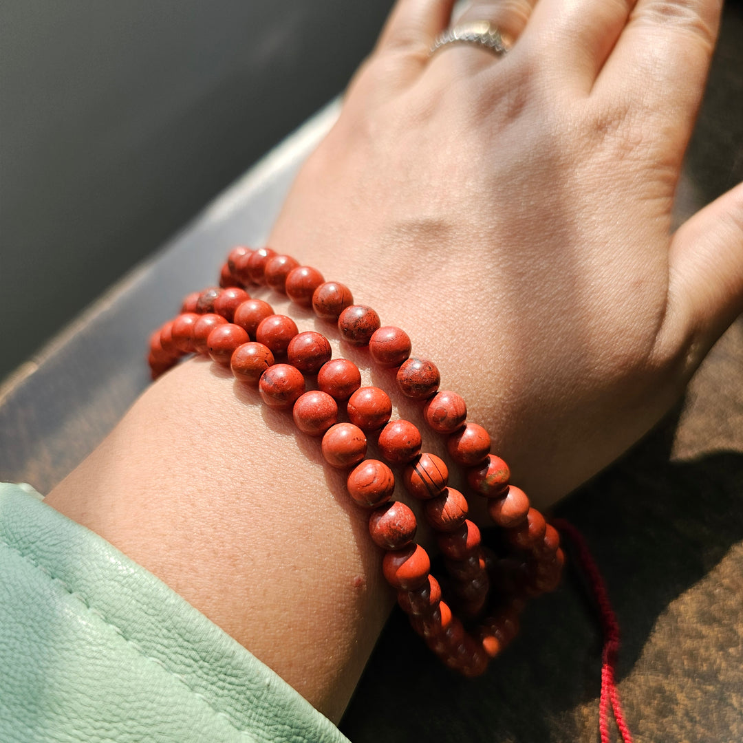 Red Jasper Japa Mala (108 Beads)