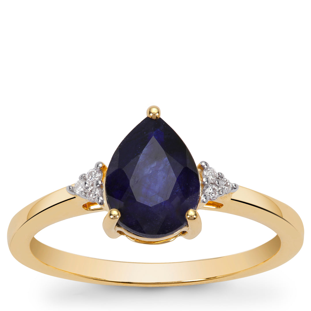 Classic Gold Ring with Blue Sapphire and Diamond(NANK80)