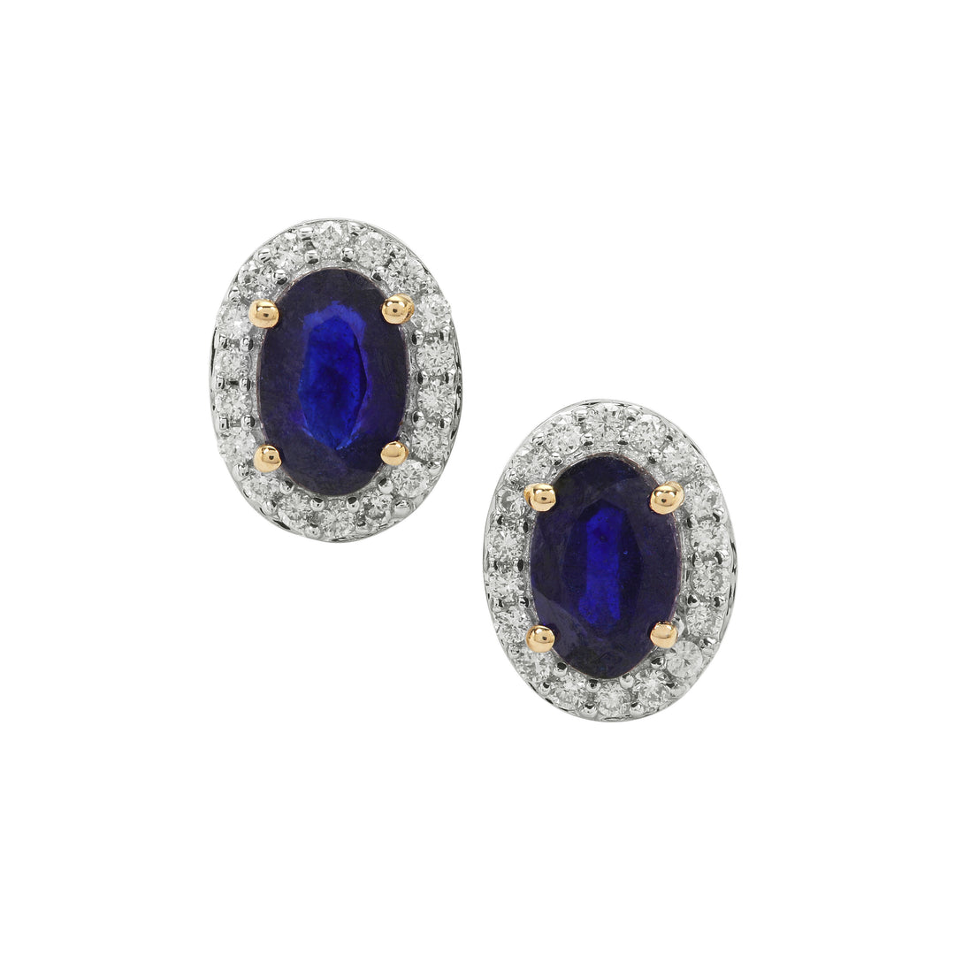Classic Gold Earring with Blue Sapphire and Diamond(NHNK96)