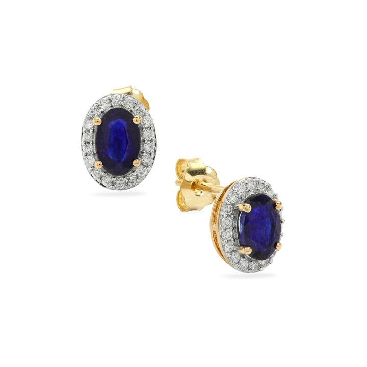 Classic Gold Earring with Blue Sapphire and Diamond(NHNK96)