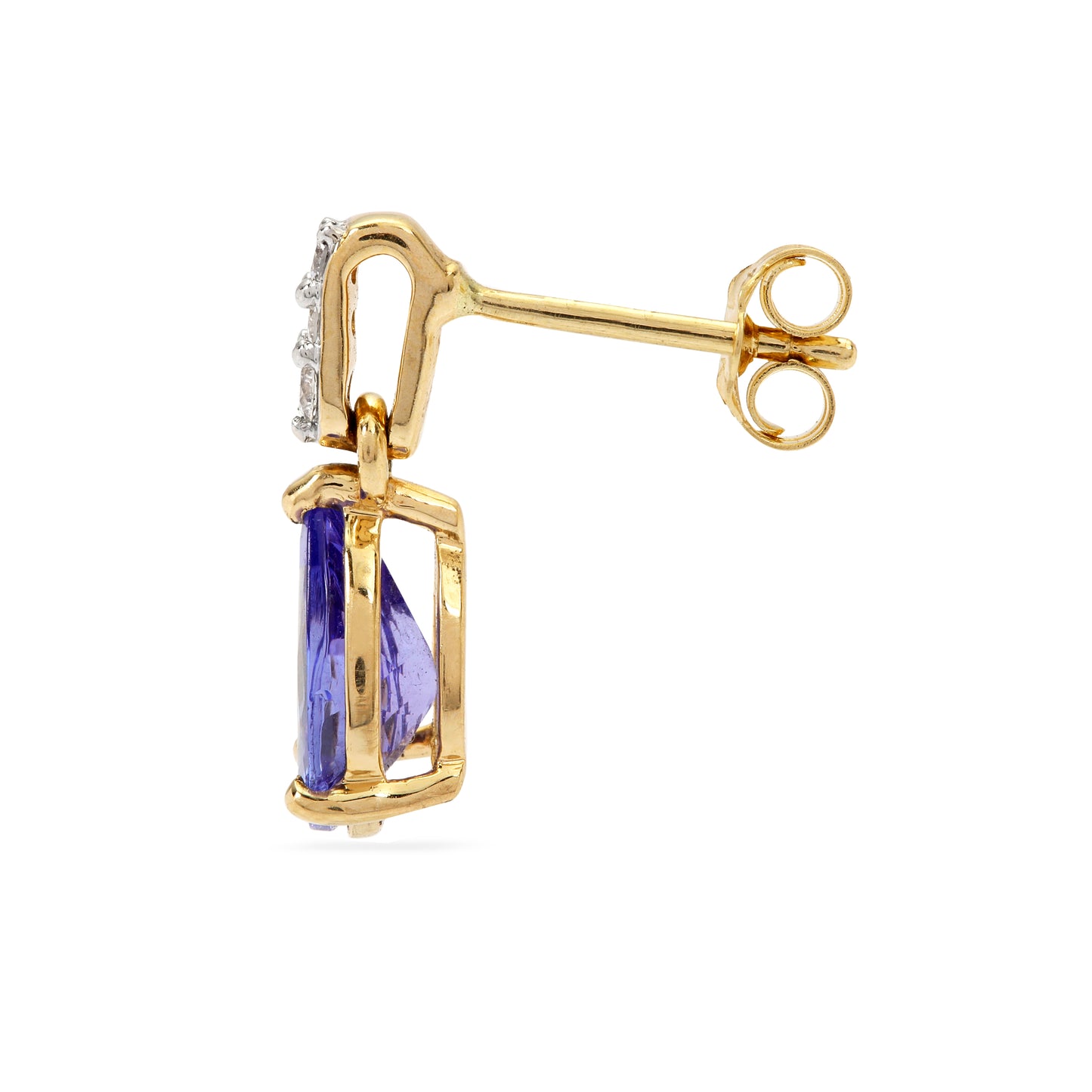 Tanzanite and Diamond Earring Studs in 14k Gold (NJNK80T)