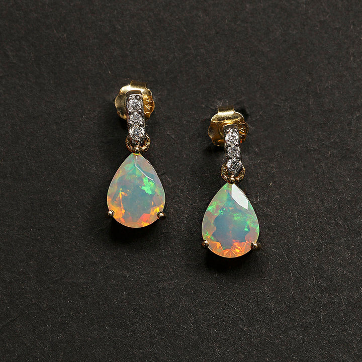 Splendor Opal Diamond Earring in 14k Gold(NJNK80)