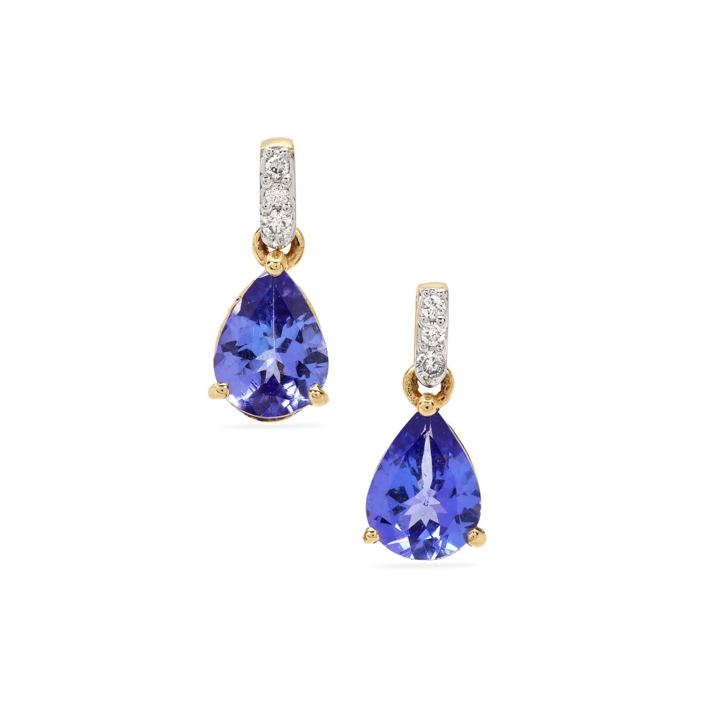 Tanzanite and Diamond Earring Studs in 14k Gold (NJNK80T)