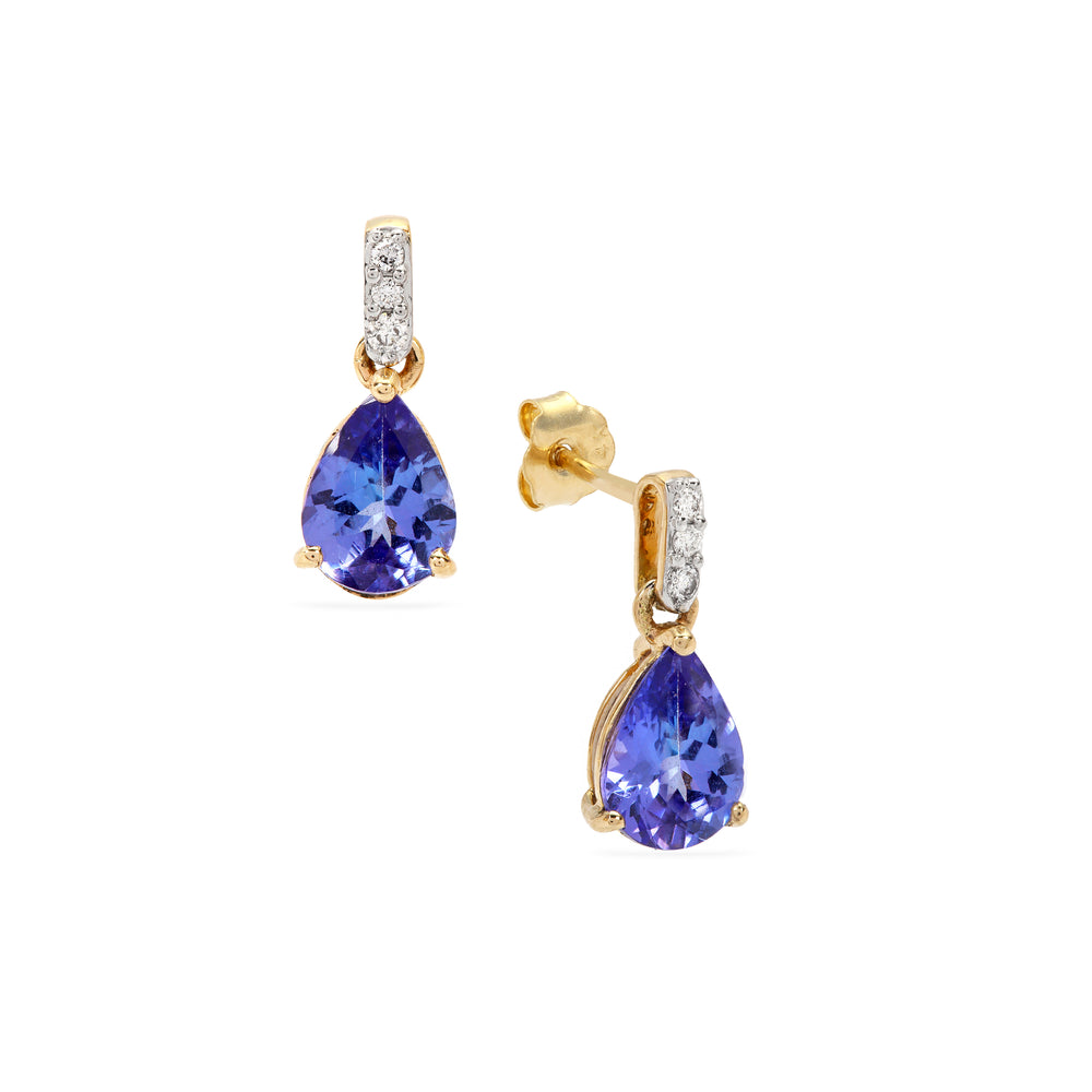 Tanzanite and Diamond Earring Studs in 14k Gold (NJNK80T)