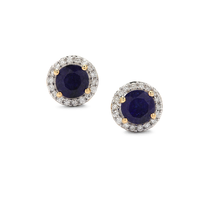 Classic Gold Earring with Blue Sapphire and Diamond(NUNK87)