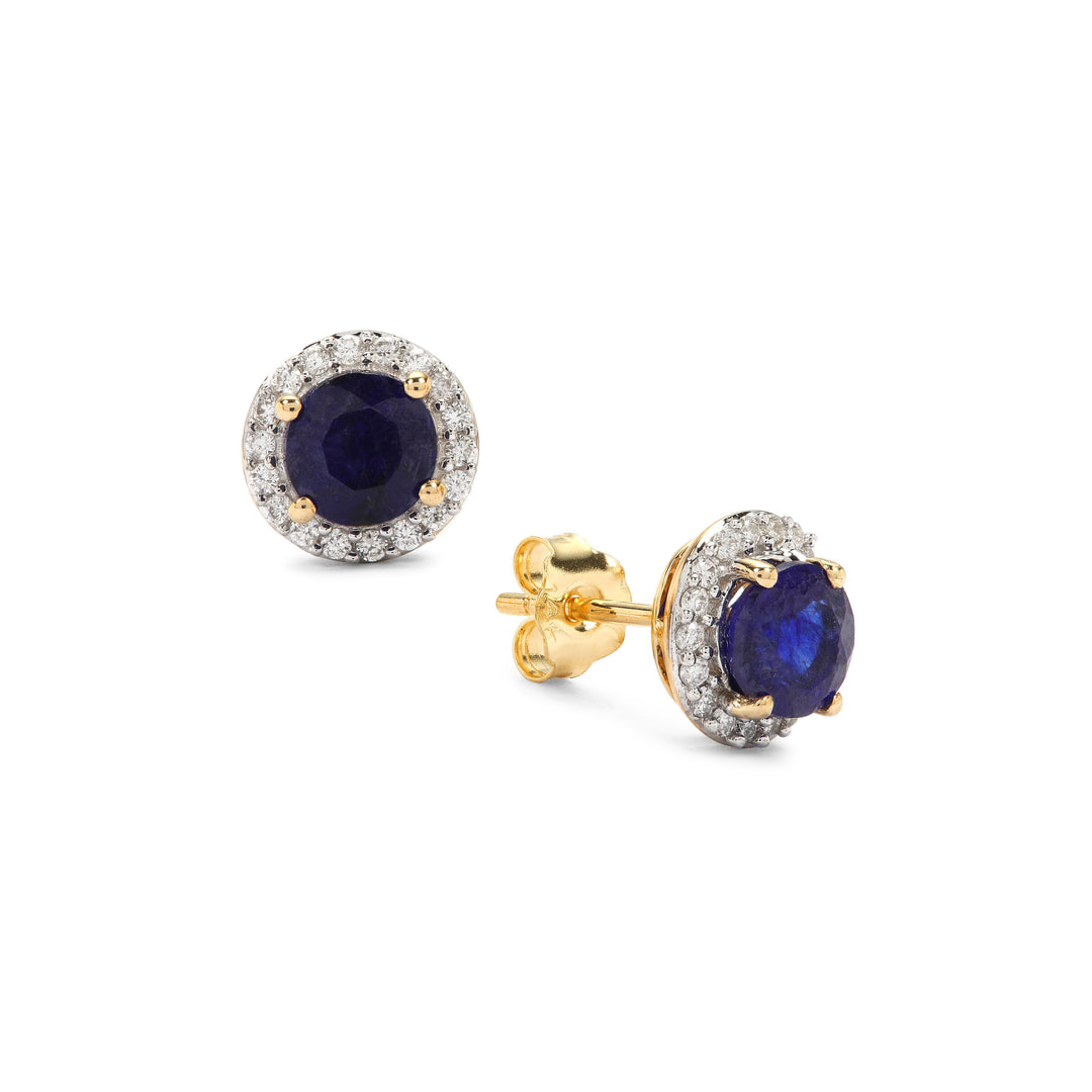 Classic Gold Earring with Blue Sapphire and Diamond(NUNK87)