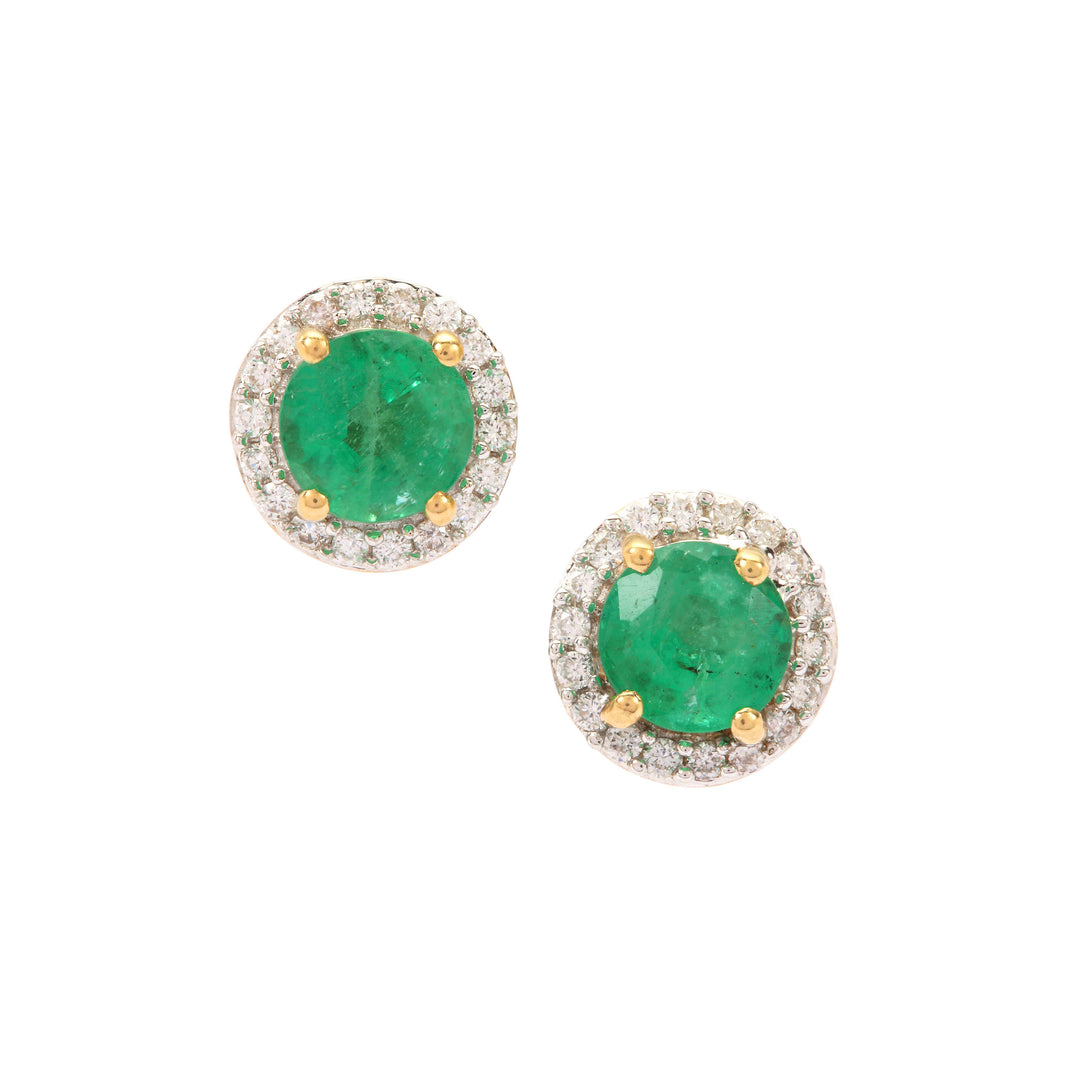 Emerald and Diamond Earring Studs in 14KY Gold(NUNK87)