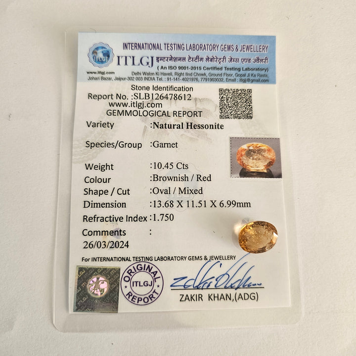 Hessonite (Gomed) 10.50 Cts (11.55 Ratti) Sri Lanka (Ceylon)