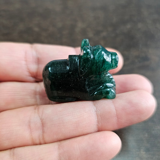 Green Aventurine Nandi- 1 inch approx.