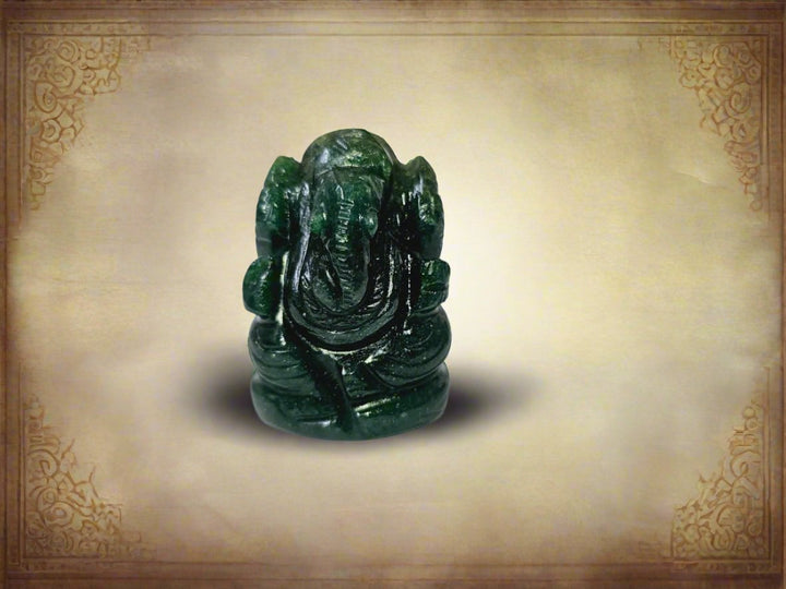 Ganesha Green Aventurine Natural Gemstone | Hand Carved Figure Prosperity Luck