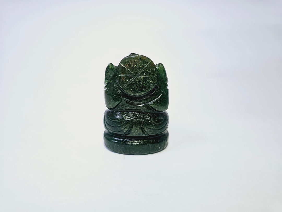 Ganesha Green Aventurine Natural Gemstone | Hand Carved Figure Prosperity Luck