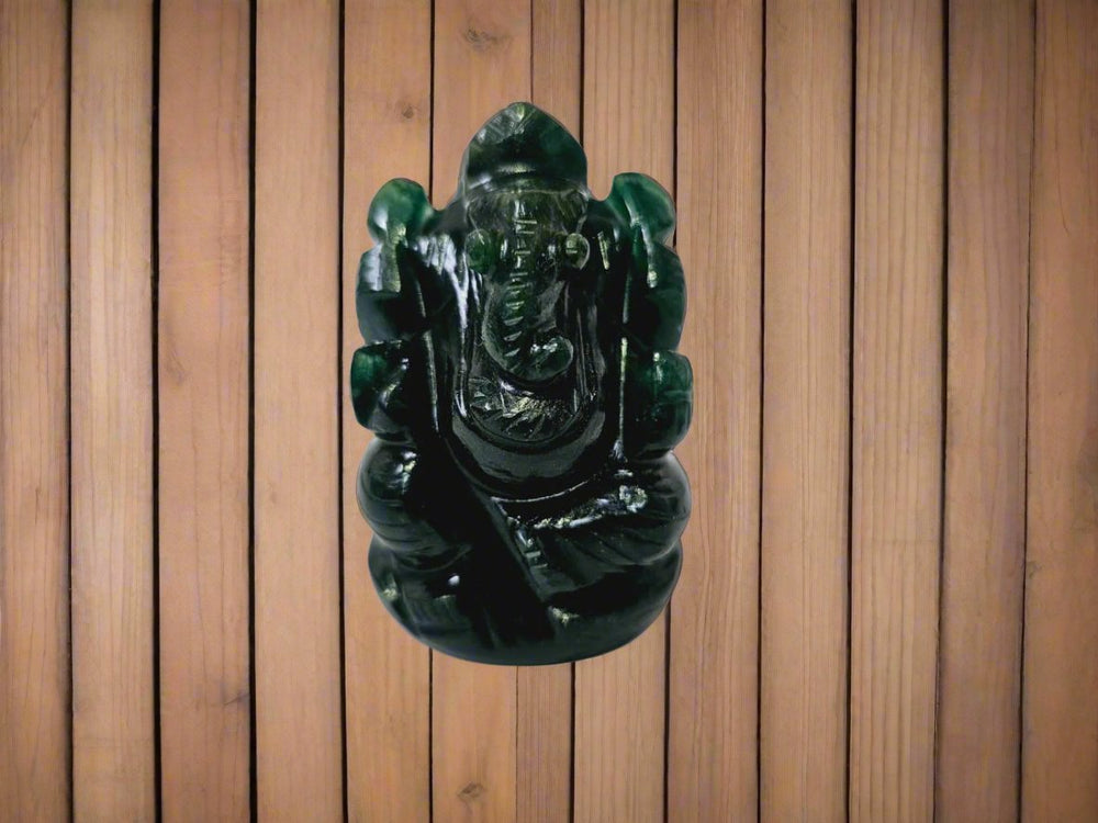 Ganesha Green Aventurine Gemstone Idol | Ganesha Figure Luck Prosperity Wealth