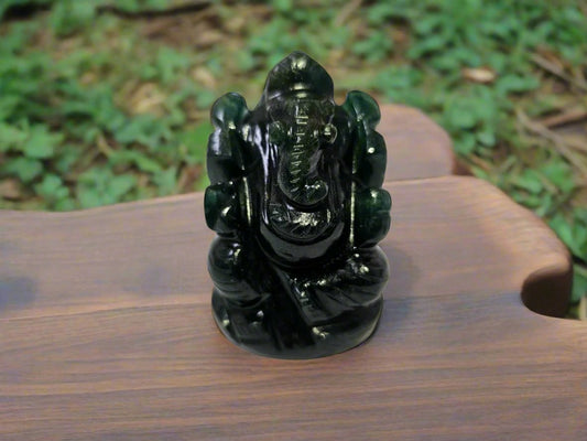 Ganesha Green Aventurine Gemstone Idol | Ganesha Figure Luck Prosperity Wealth