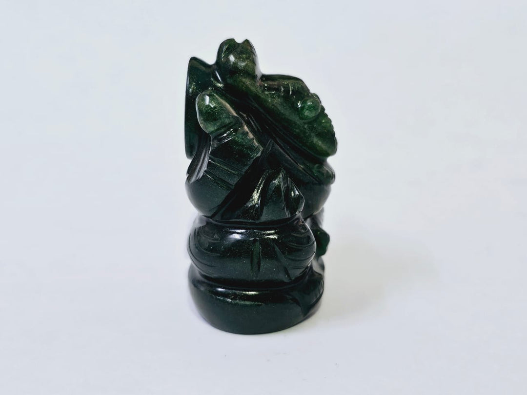 Ganesha Green Aventurine Gemstone Idol | Ganesha Figure Luck Prosperity Wealth