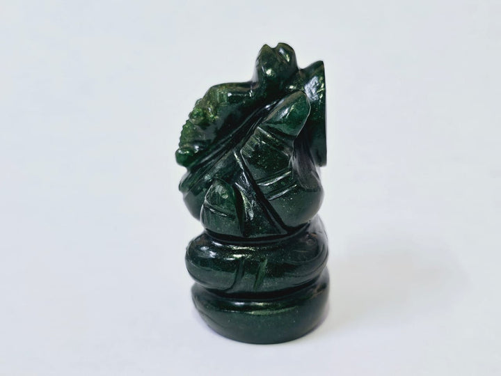 Ganesha Green Aventurine Gemstone Idol | Ganesha Figure Luck Prosperity Wealth