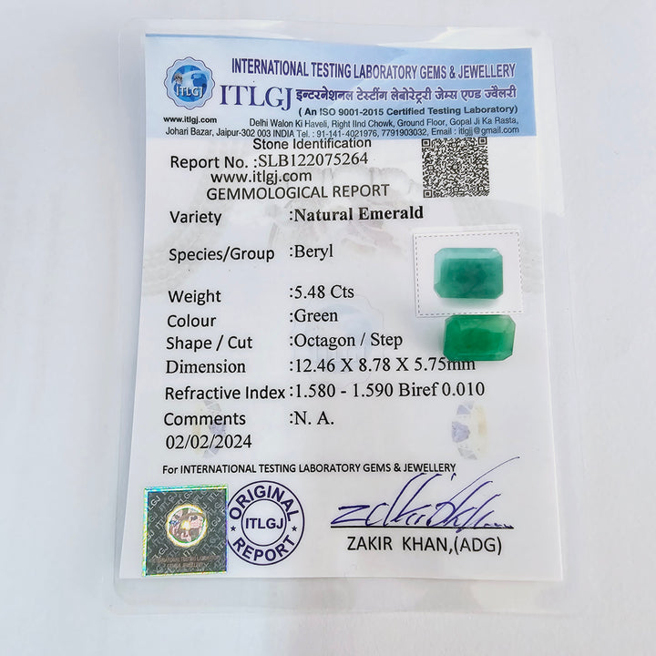 Zambian Emerald (Panna) 5.47 Cts (6.02 Ratti) Zambia