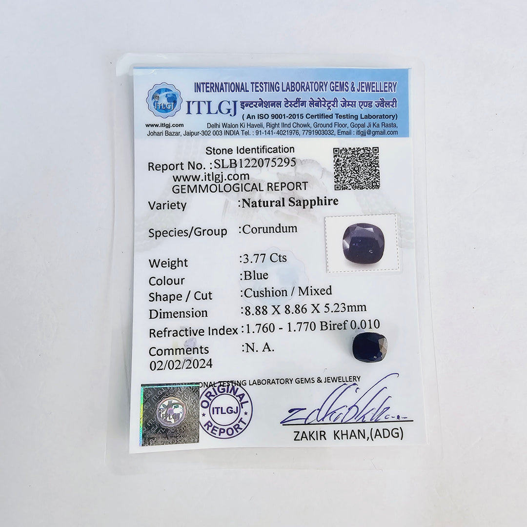 Blue Sapphire (Neelam) 3.75 Cts (4.13 Ratti) Madagascar