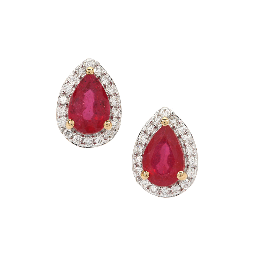 Classic Gold Earring with Ruby and Diamond(OWNK85)
