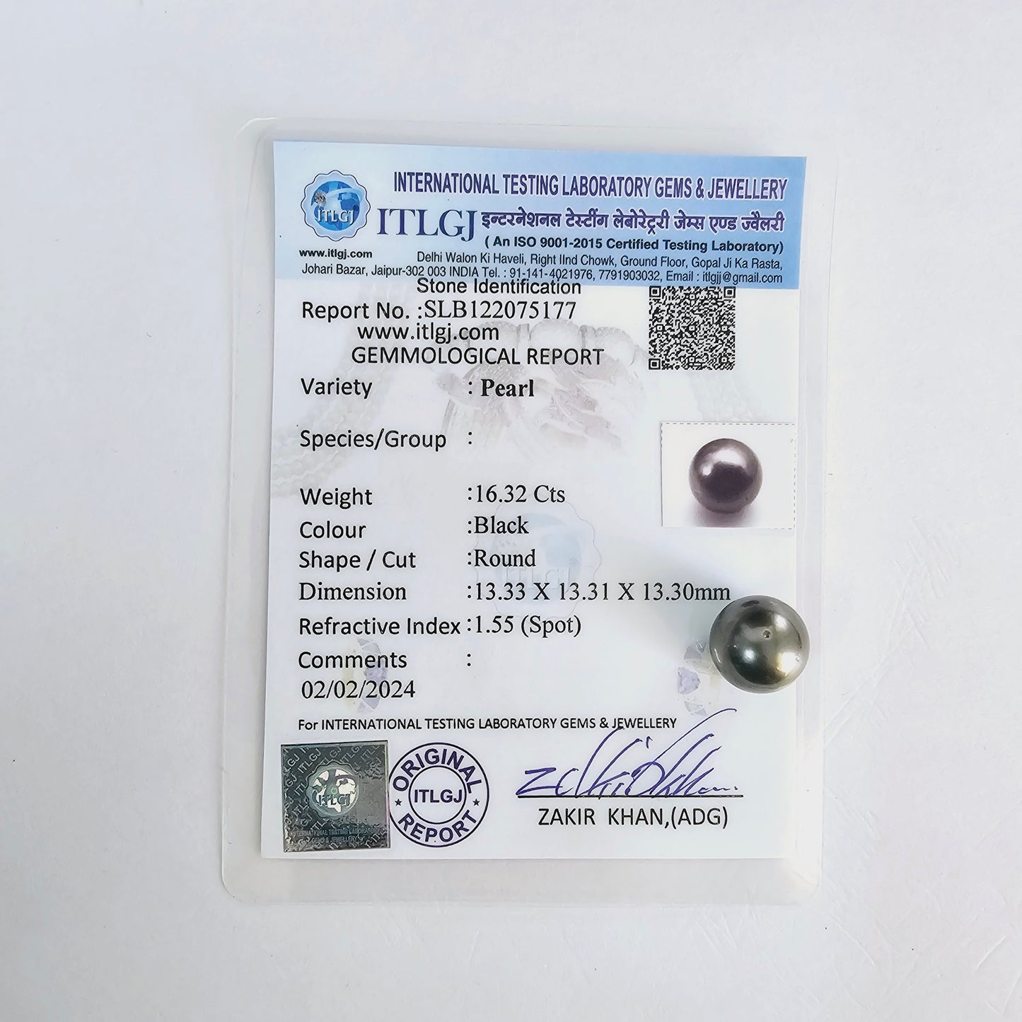 Certified Tahitian Grey Black Pearl Undrilled 16.32 Carats (17.95 Ratti) 12-13mm Tahiti PAOZ43