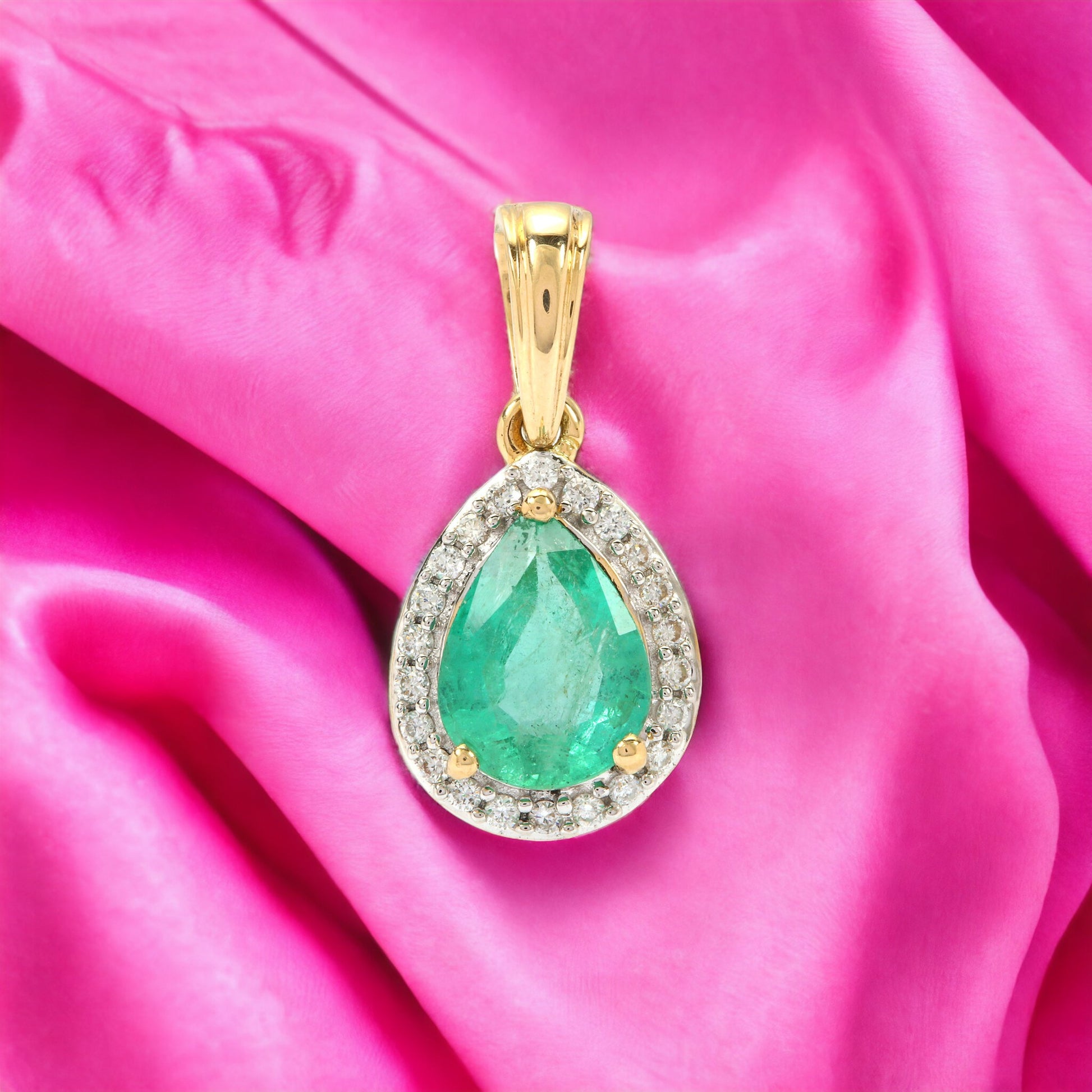 Emerald and Diamond Pendant in 14KY Gold(PENK23)