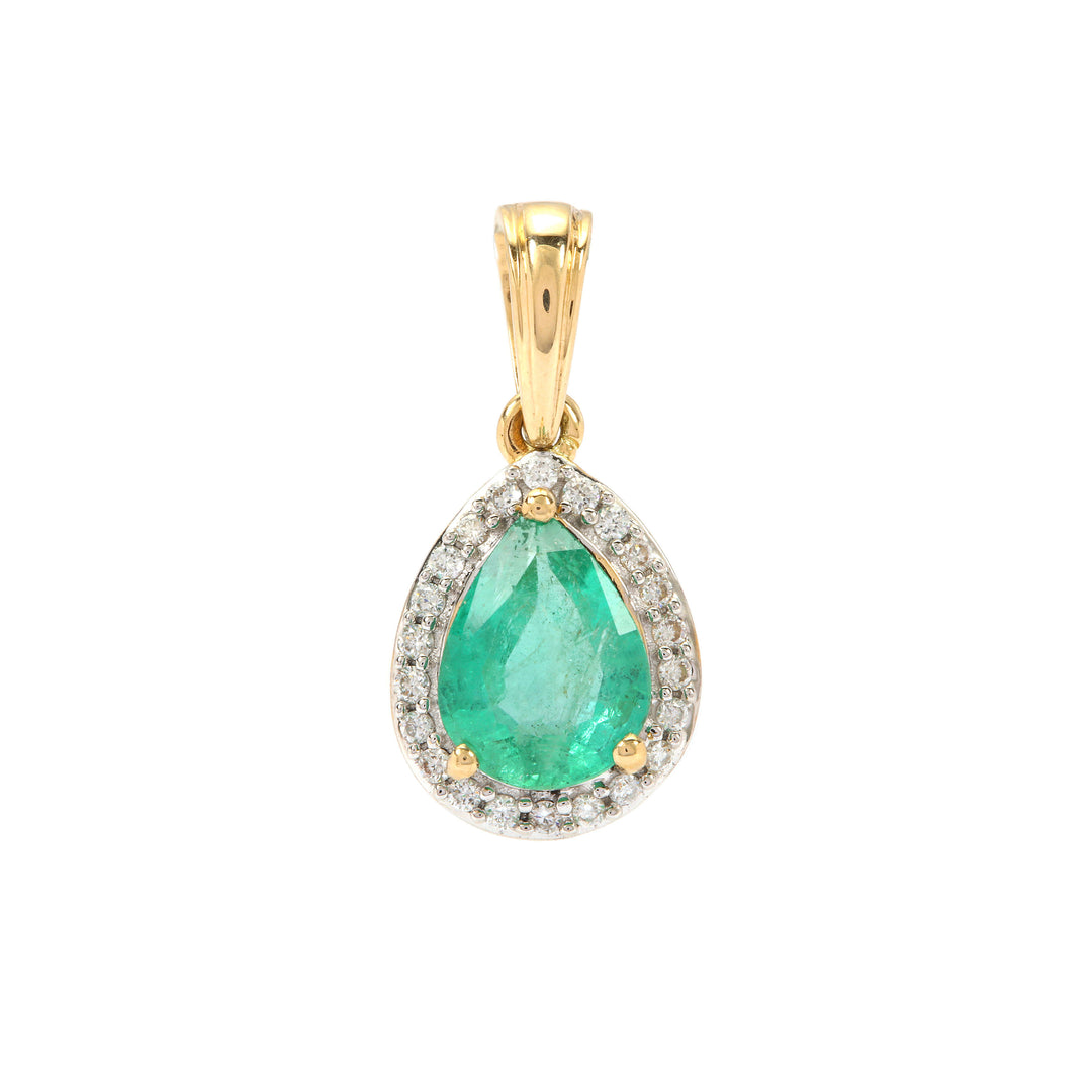 Emerald and Diamond Pendant in 14KY Gold(PENK23)
