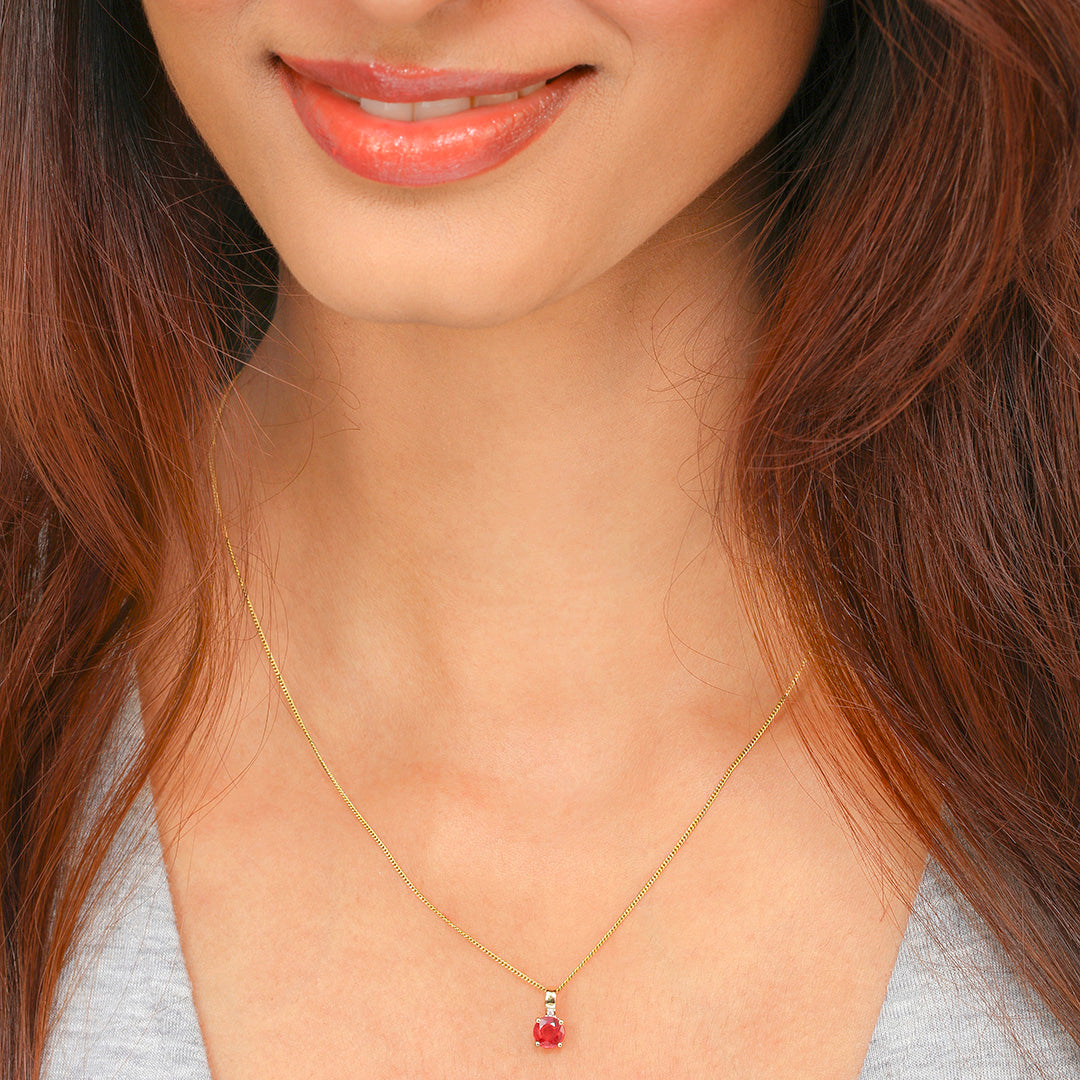 Classic Gold Pendant with Ruby and Diamond(PENK79)