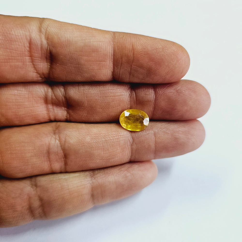 Certified Yellow Sapphire-3.89 Carats (4.27 Ratti) Thailand, SKU: PFPX76