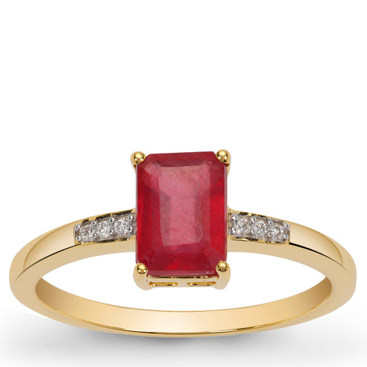 Classic Gold Ring with Ruby and Diamond(PGNK64)