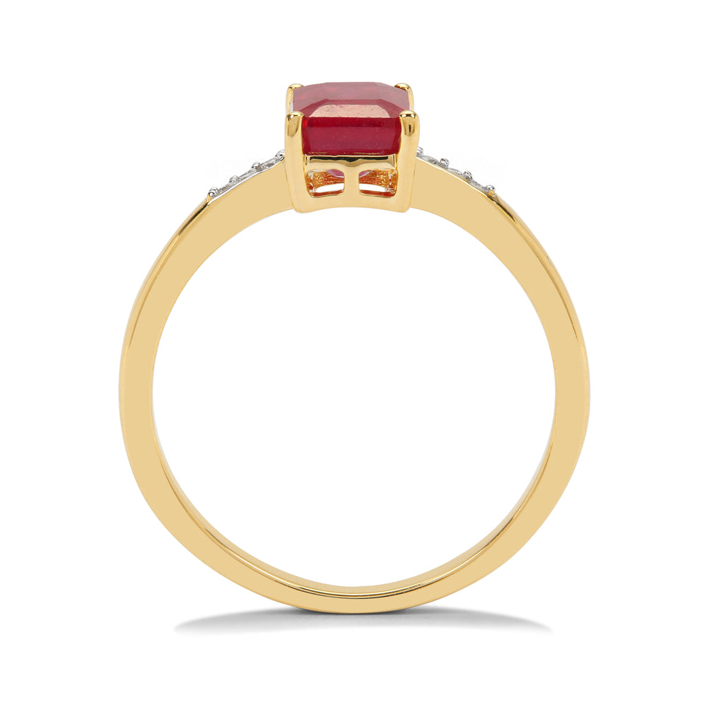 Classic Gold Ring with Ruby and Diamond(PGNK64)