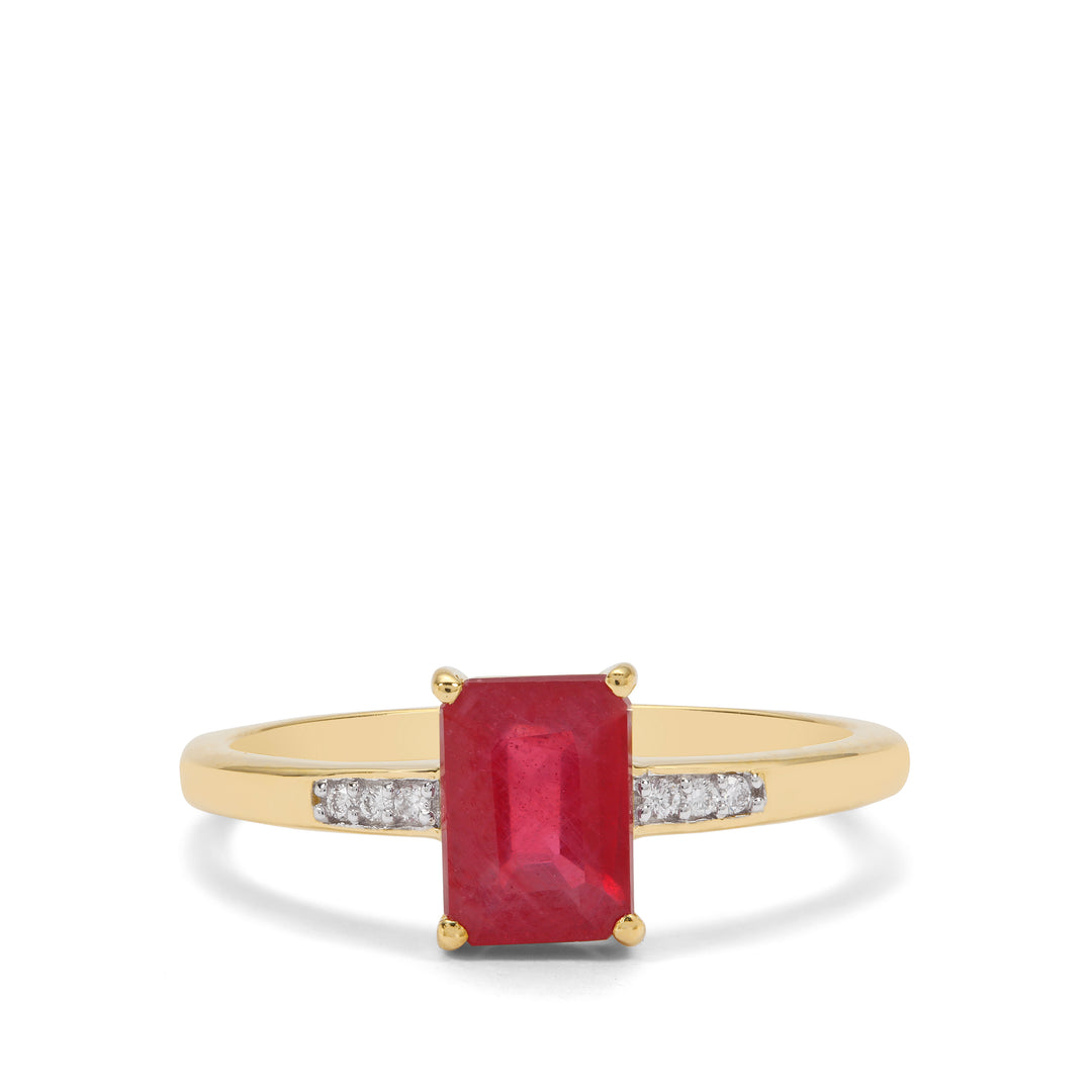 Classic Gold Ring with Ruby and Diamond(PGNK64)