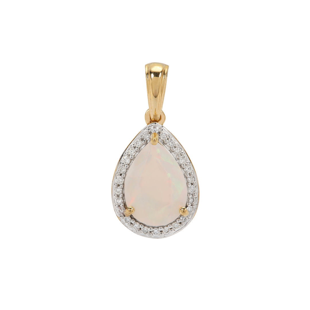 Fiery Opal and Diamond Pendant in 14k Gold(PHNK35)