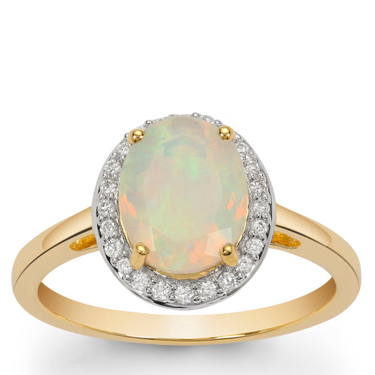 Celestial Glow Opal Diamond Ring in 14k Gold(PMNK08)