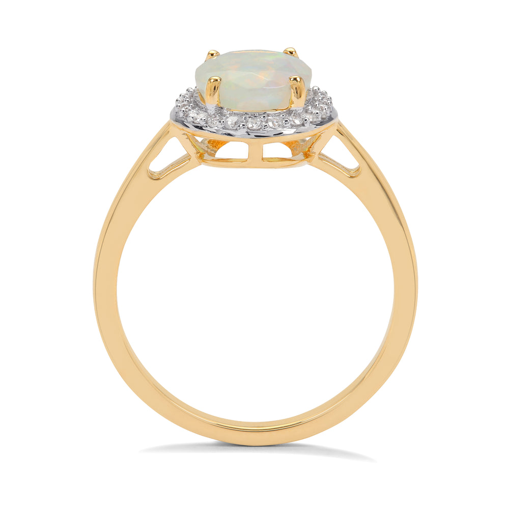 Celestial Glow Opal Diamond Ring in 14k Gold(PMNK08)