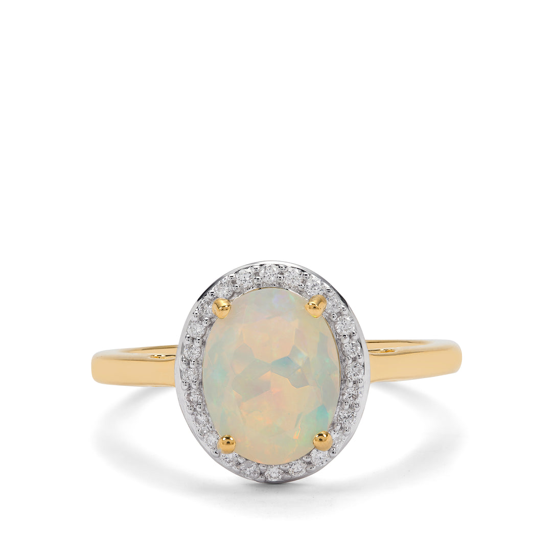 Celestial Glow Opal Diamond Ring in 14k Gold(PMNK08)