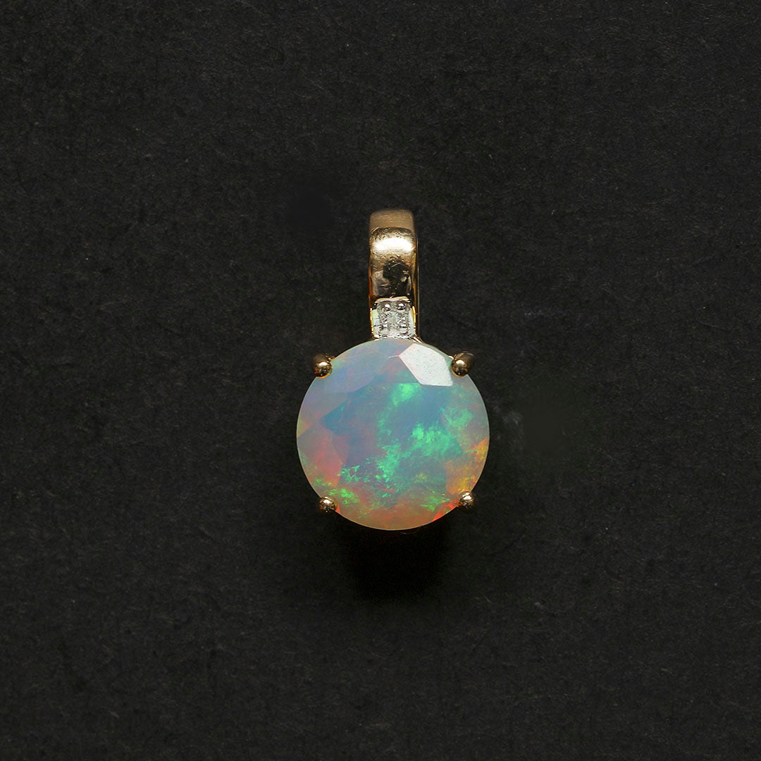 Loving Opal and Diamond Pendant in 14k Gold(PRNK19)