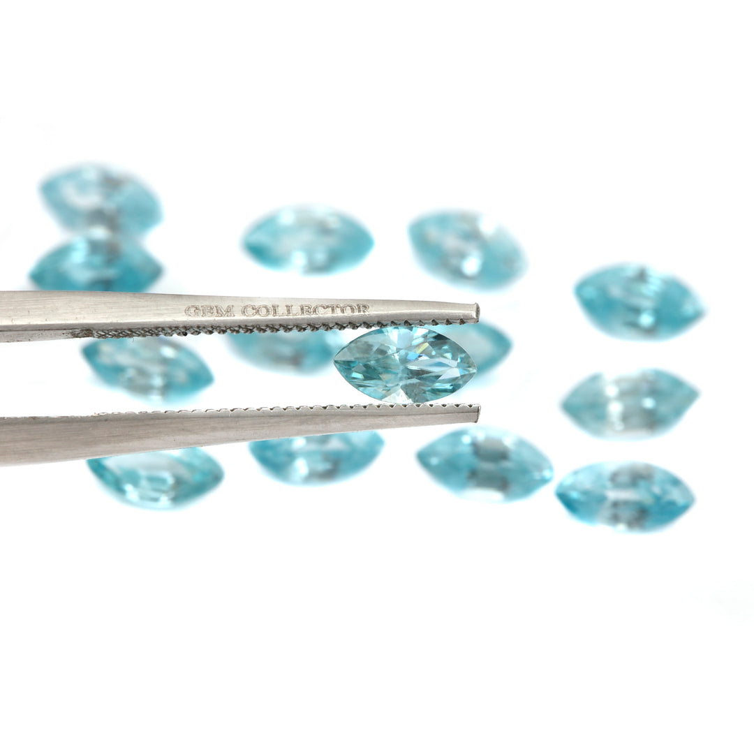 2Pc Lot Blue Zircon 6x3mm 0.80 Carats