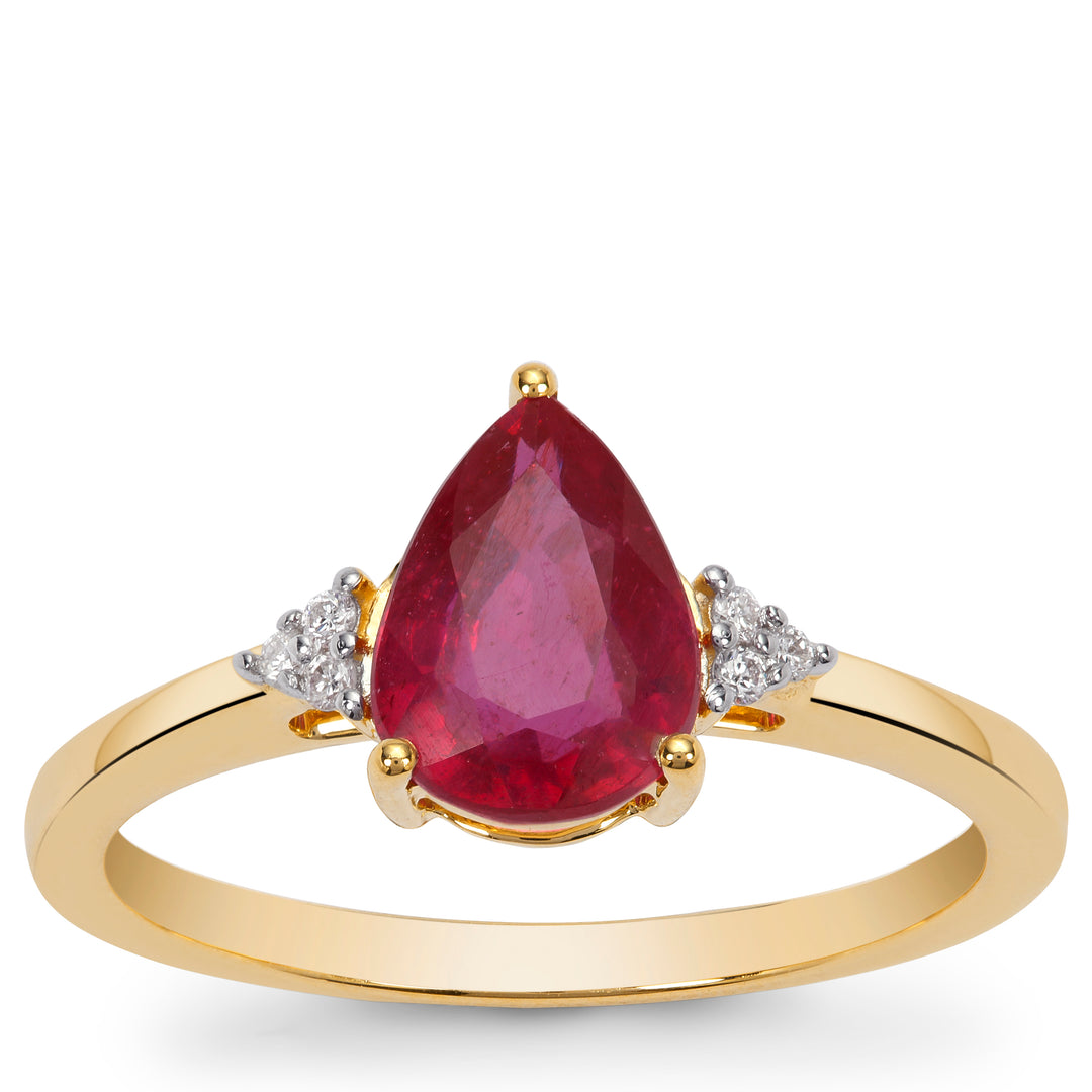 Classic Gold Ring with Ruby and Diamond(QENK20)