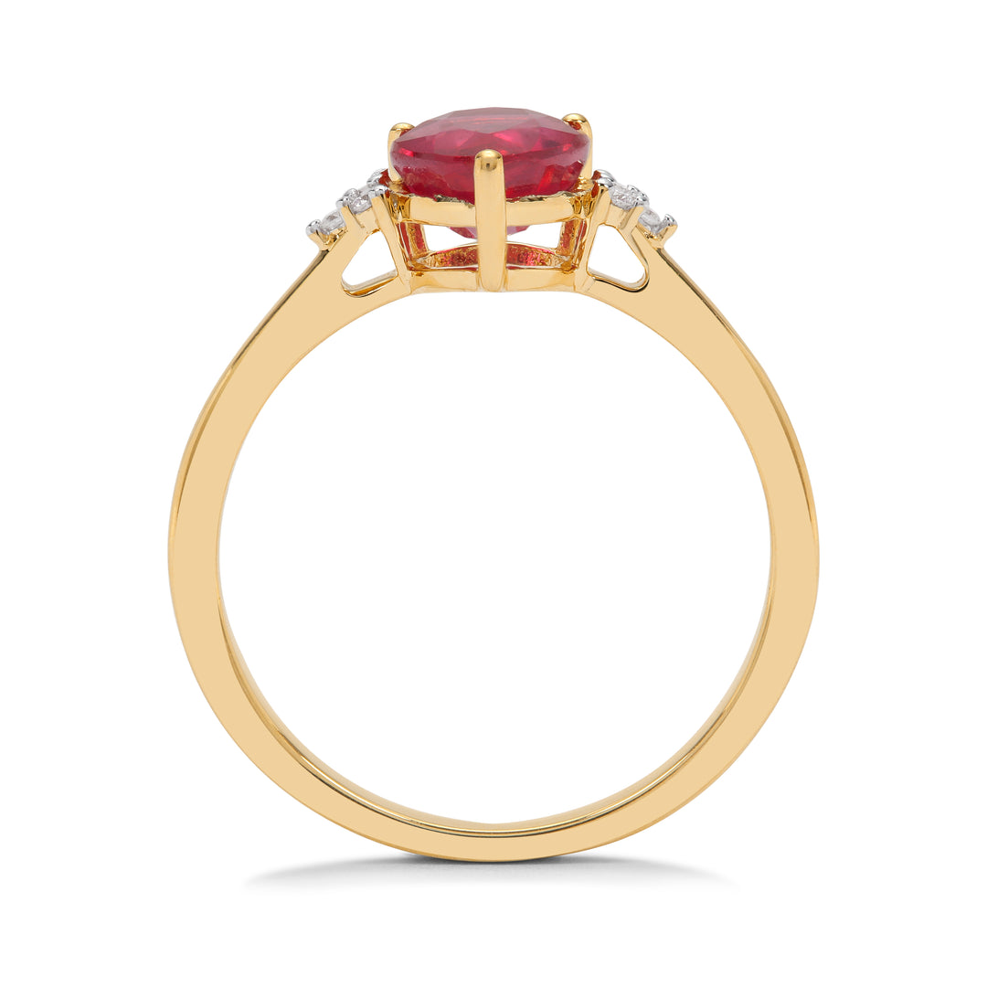 Classic Gold Ring with Ruby and Diamond(QENK20)