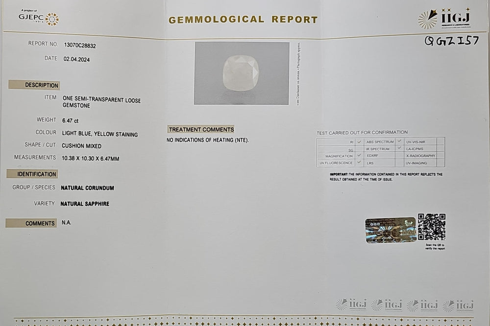 White Sapphire (Pukhraj) 6.46 Cts (7.11 Ratti) Sri Lanka (Ceylon)