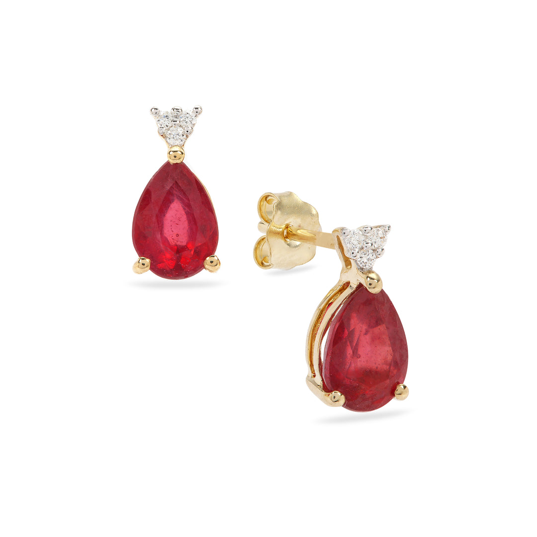 Classic Gold Earring with Ruby and Diamond(QMNK15)