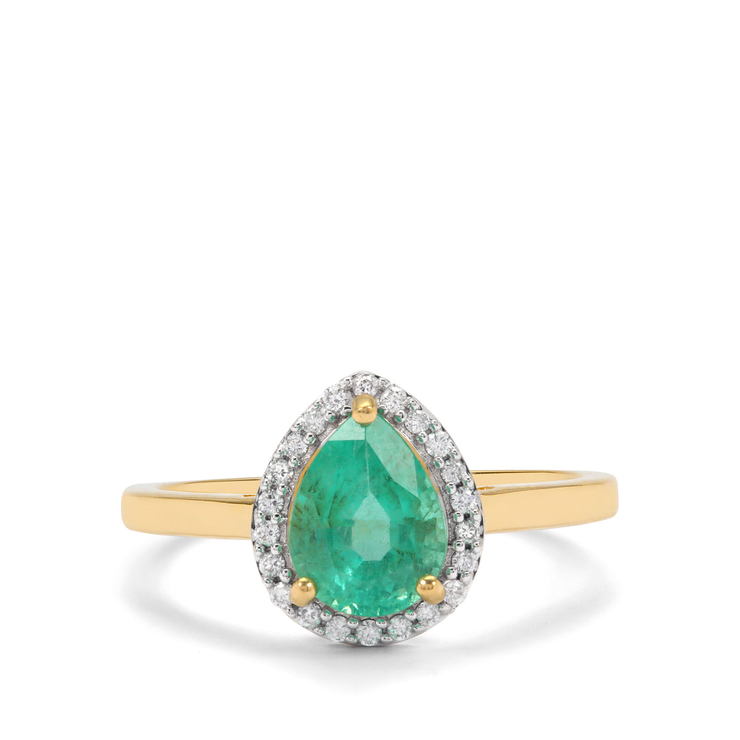 Emerald and Diamond Ring in 14KY Gold(QTNK31E)